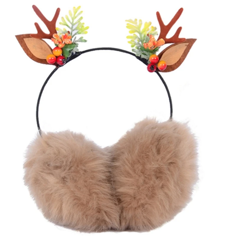 Antler paraorecchie Buckhorn scaldamuscoli per bambini renne paraorecchie paraorecchie per inverno simpatici tappi in pile natale