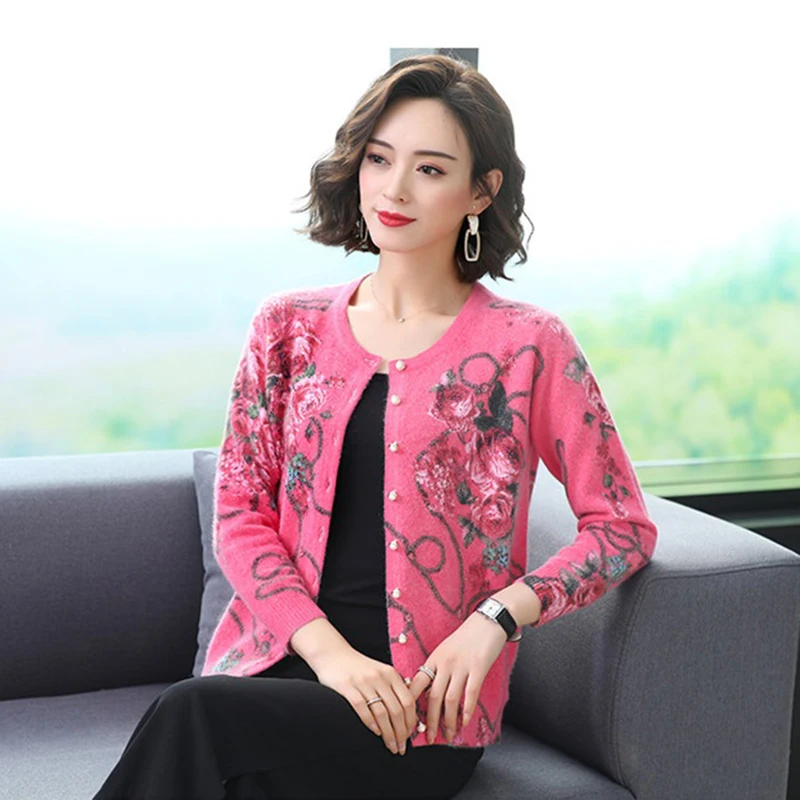 Elegant Knitt Sweaters Cardigan 2022 Spring Autumn New   Women's Knitted Sweater Cardigan Jacket Printed Outerwear Tops Female