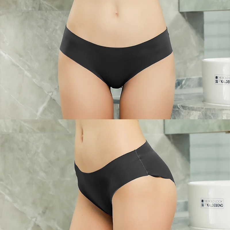 FINETOO 3PCS/Set M-XL Seamless Ice Silk Women Panties Sexy Pantys 7 Solid Colors Breathable Pantys Underwear For Girls Lingerie