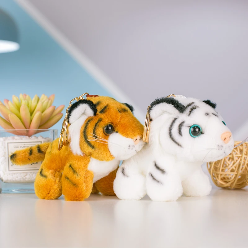 11cm Echt Leben Nette Tiger Leopard Anhänger Spielzeug Gefüllte Wald Tier Puppe PlushKey Ketten Kinder Kinder Cartoon Geburtstag Geschenk