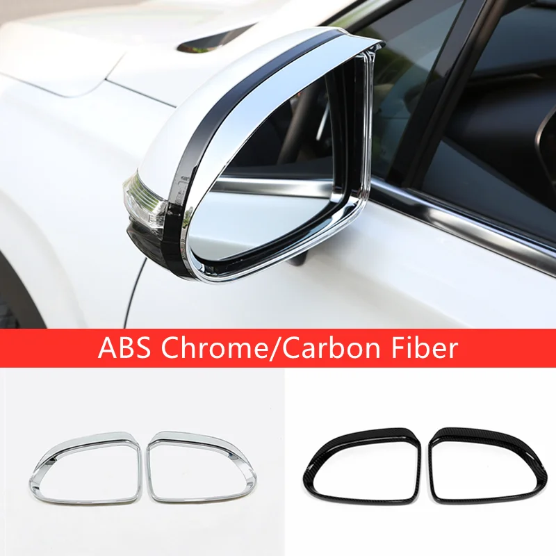 

ABS Chrome/Carbon For Hyundai Santa FE 2018 2019 Car rearview mirror block rain eyebrow Cover trim car styling Accessories 2pcs