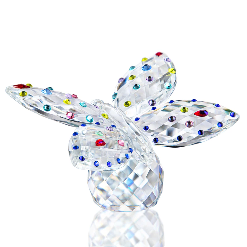 

H&D Large Crystal Butterfly 4'' Width Glass Figurines Collectibles Cut Glass Animal Statue Ornament Christmas/Birthday Gift