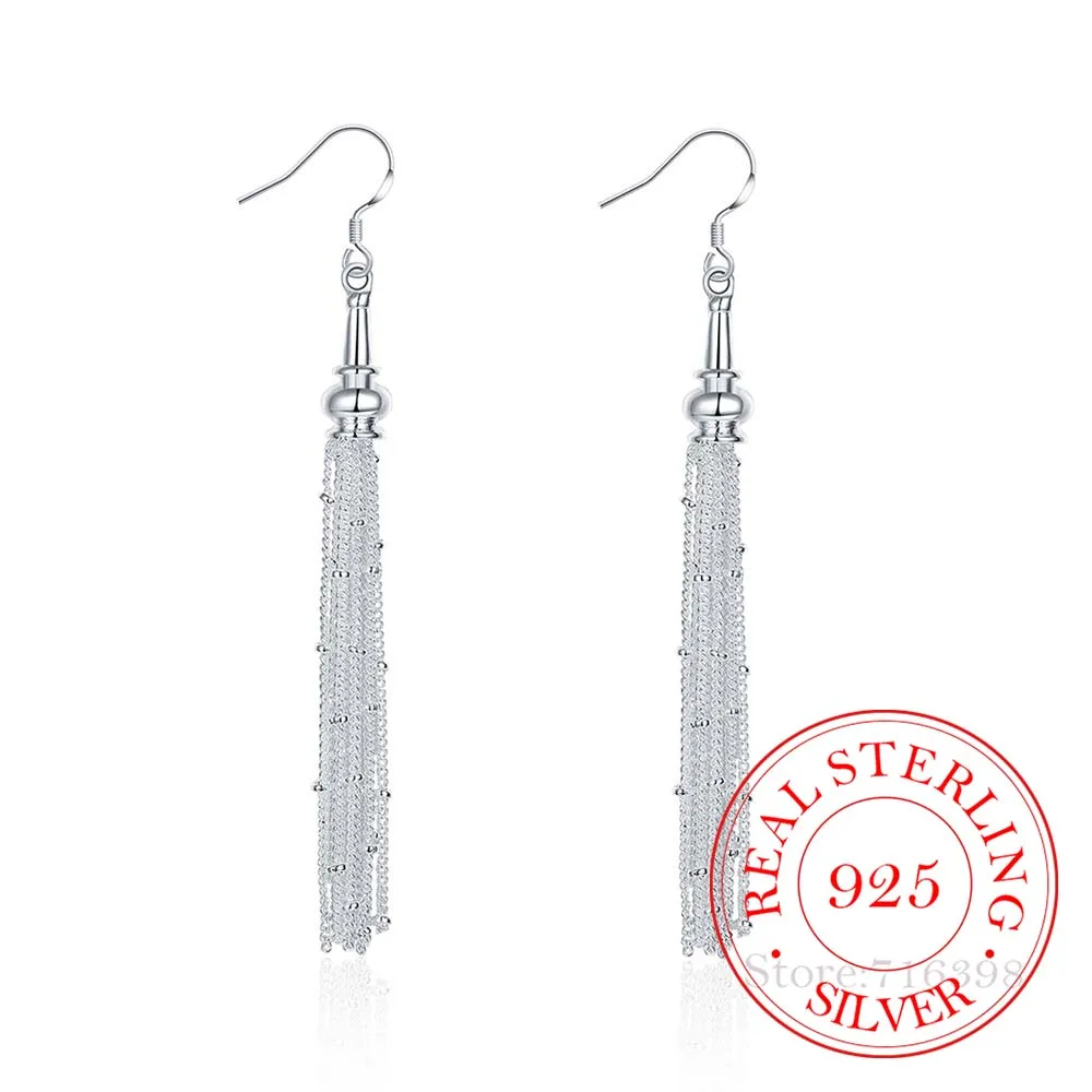 New Arrival Korean 925 Sterling Silver Vintage Long Tassel Dangle Earrings For Women 2023 Engagement Wedding Party Jewelry Gift