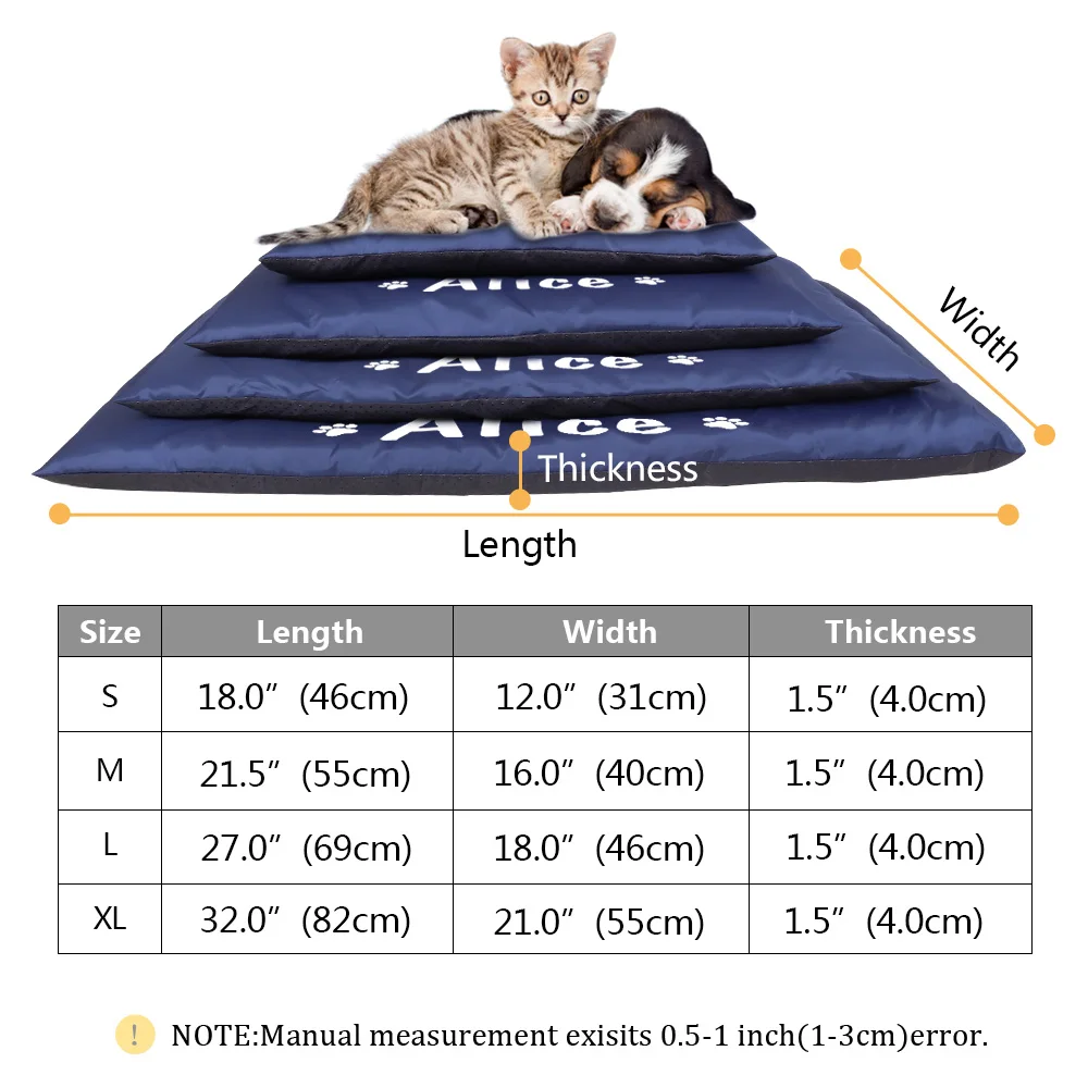 Custom Pet Mat Waterproof Dog Cat Bed Cushion Mattress Personalized Name Pet Sofa Sleeping Mat for Small Medium Large Dogs Cats