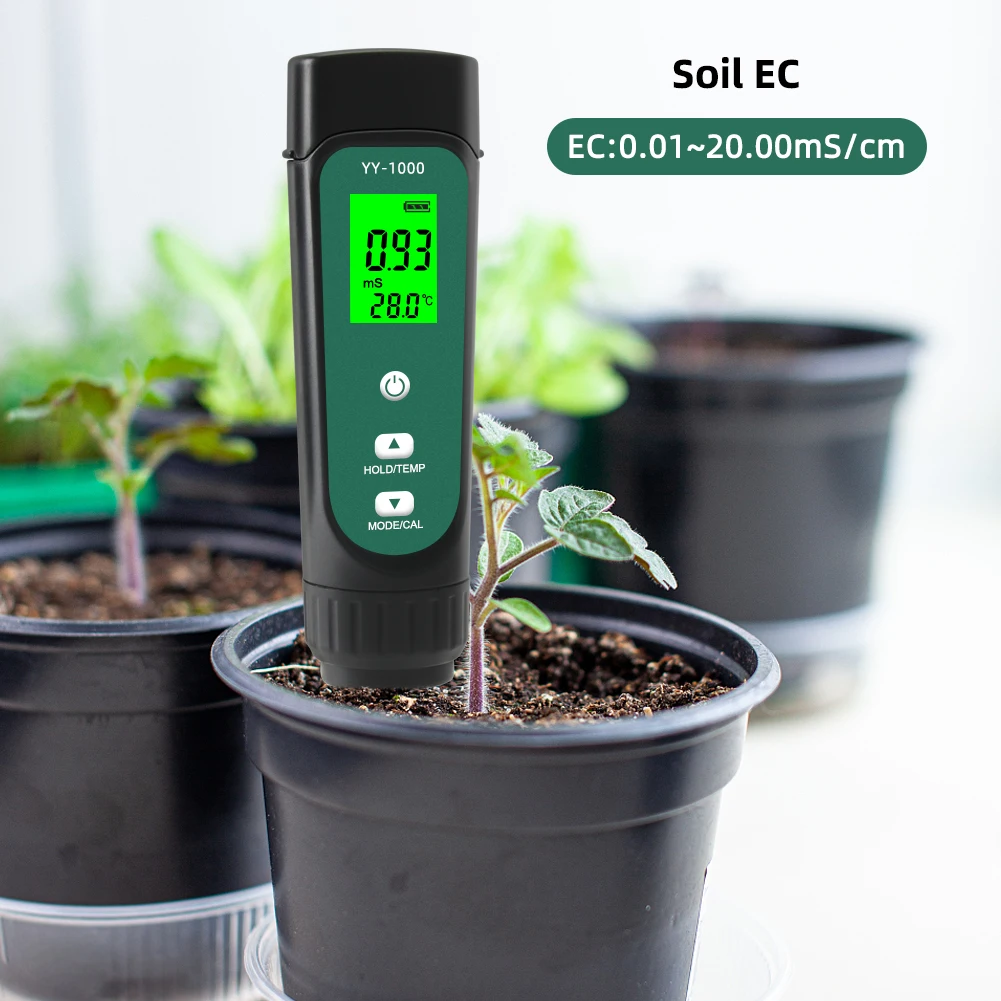 جديد الرقمية YY-1000 التربة EC متر درجة الحرارة الرطوبة الموصلية تستر أداة لحديقة بوعاء المياه الزراعية زراعة