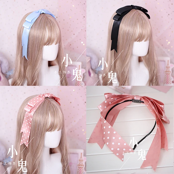 Japanese girl handmade oversized headband DIY bow hair accessories headdress Lori Lolita Mengniang COS headband