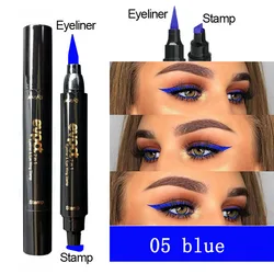 Evpct 1Pcs Double-Headed Seal Black Blue Eyeliner Triangle Seal Eyeliner 2-1 Waterproof Eyeliner Stamp Contouring Makeup TSLM2