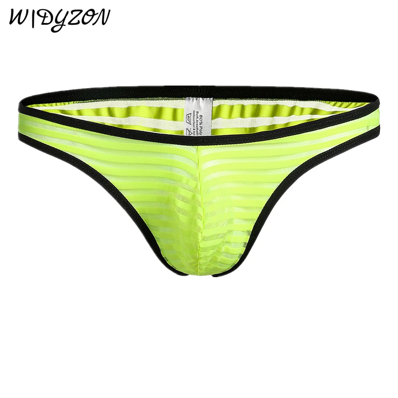 WIDYZON Sexy Underwear Men Thongs Striped Bikini G-string See Through Gay Sissy Tanga Hombre Jockstrap Low Waist Exotic T-back