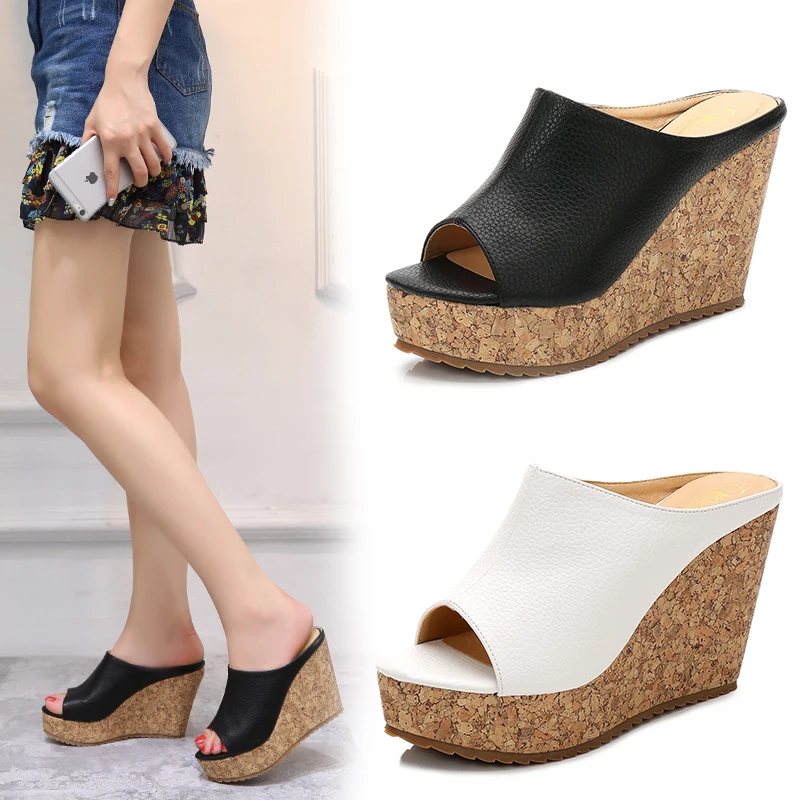 Wedges Heel Sandals Women White Black Platform Antiskid Open Toe High Heels Women's Sandals