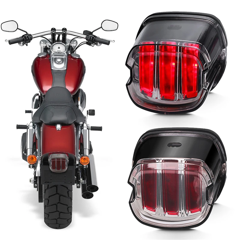 Motorcycle LED Tail Light Smoke Lens Brake License Plate Lamp Rear Stop For Harley Dyna Road King Softail Touring Motorcycl