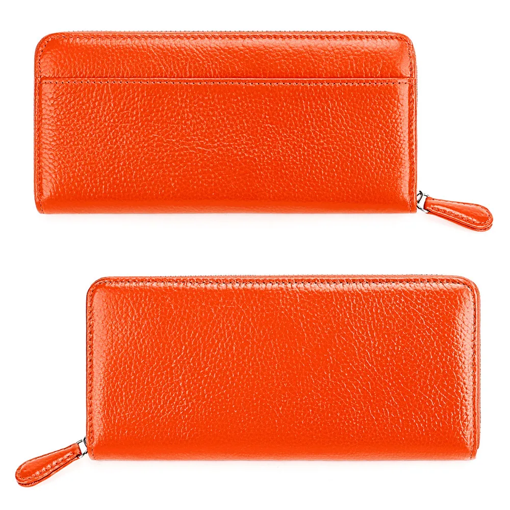 RETROGOO Fashion Leather Women Wallet 2024 New Zipper Purse Female Solid Color Coin Purses Long Lady Wallet With 18 Card Holder