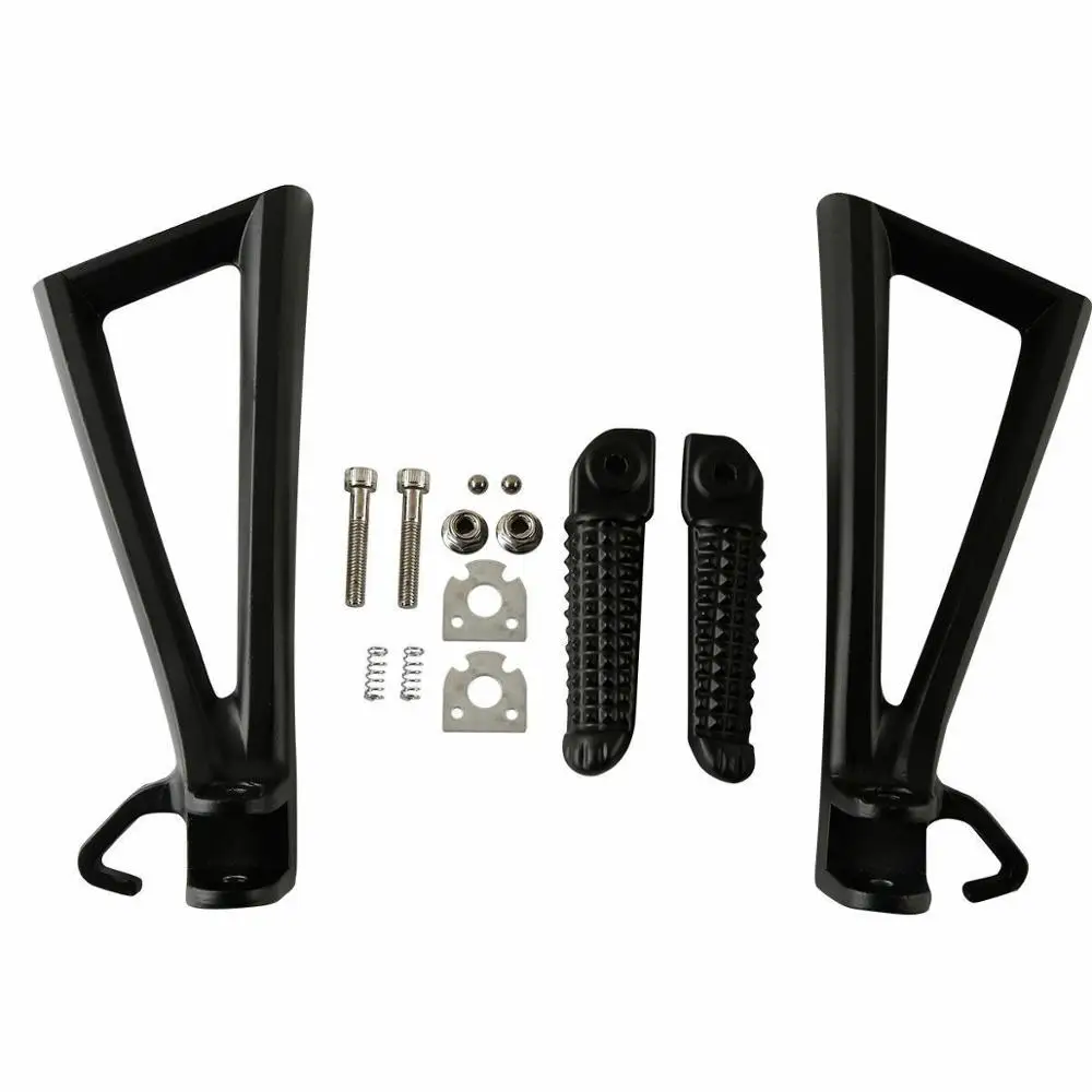 Motorcycle Rear Passenger Footrest Foot Pegs Bracket Set For Yamaha YZF-R6 2006-2016 2007 2008 2009 2010 black/silver