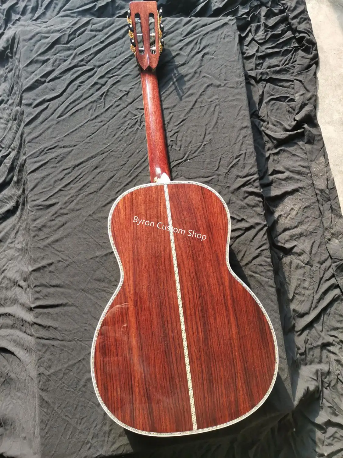 Solid Spruce Slot Head Acoustic Folk Guitar, Custom Ebony, Fancy Abalone, 12 Fret, 42 Style, Free Shipping