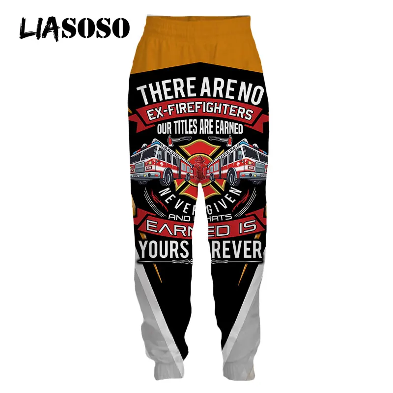 LIASOSO 3D Print Fire Truck Firemen Firefighter Men's Women Sweatpants Casual Harajuku Jogging Cool Hip Pop Fitness Logo Pants