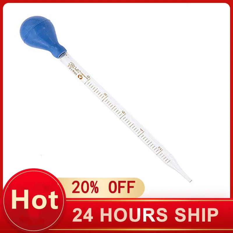 10ml Glass Scale Line Dropper Pipette Lab Dropper Dropping Pipet Blue Rubber Head Pipettors