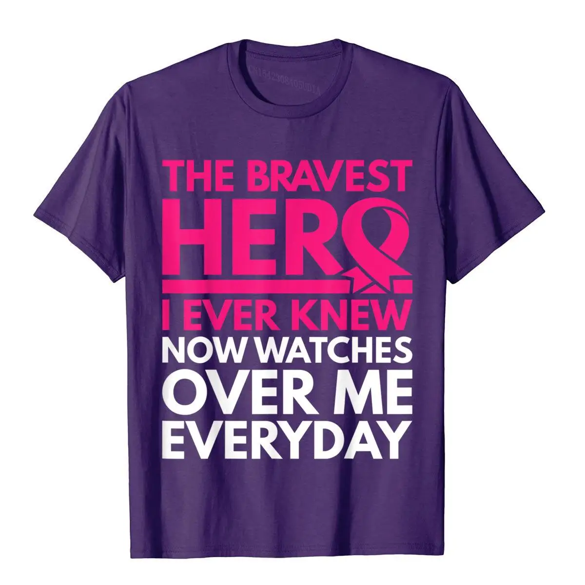 Watching Over Me Breast Cancer Awareness Shirt Cotton T Shirts For Male Fitness Tops & Tees New Coming Personalized