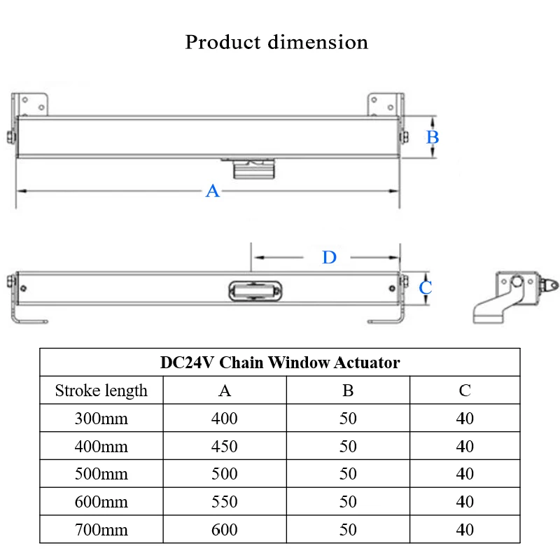 DC Electric Chain Window Opener For Building Automation Awning Skylight Operator For Roof Vents Domes