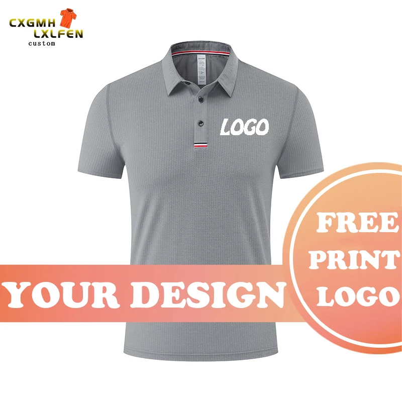 

5-color POLO casual comfortable shirt top unisex custom LOGO high-end comfortable glass lapel top printing brand text