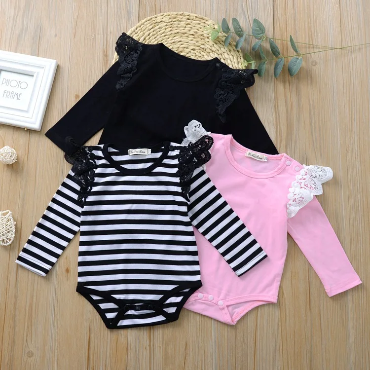 Bodysuit Baby New Lace Black Pink White Body Baby Girl Bodysuits Long Sleeve Jumpsuit Overalls For Children Infant Clothing