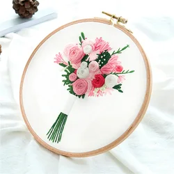 Novice Diy Embroidered Kits Holding Flowers Pattern Hobby And Needlework Beginner Embroidery Fancywork Handicrafts Home Decorate
