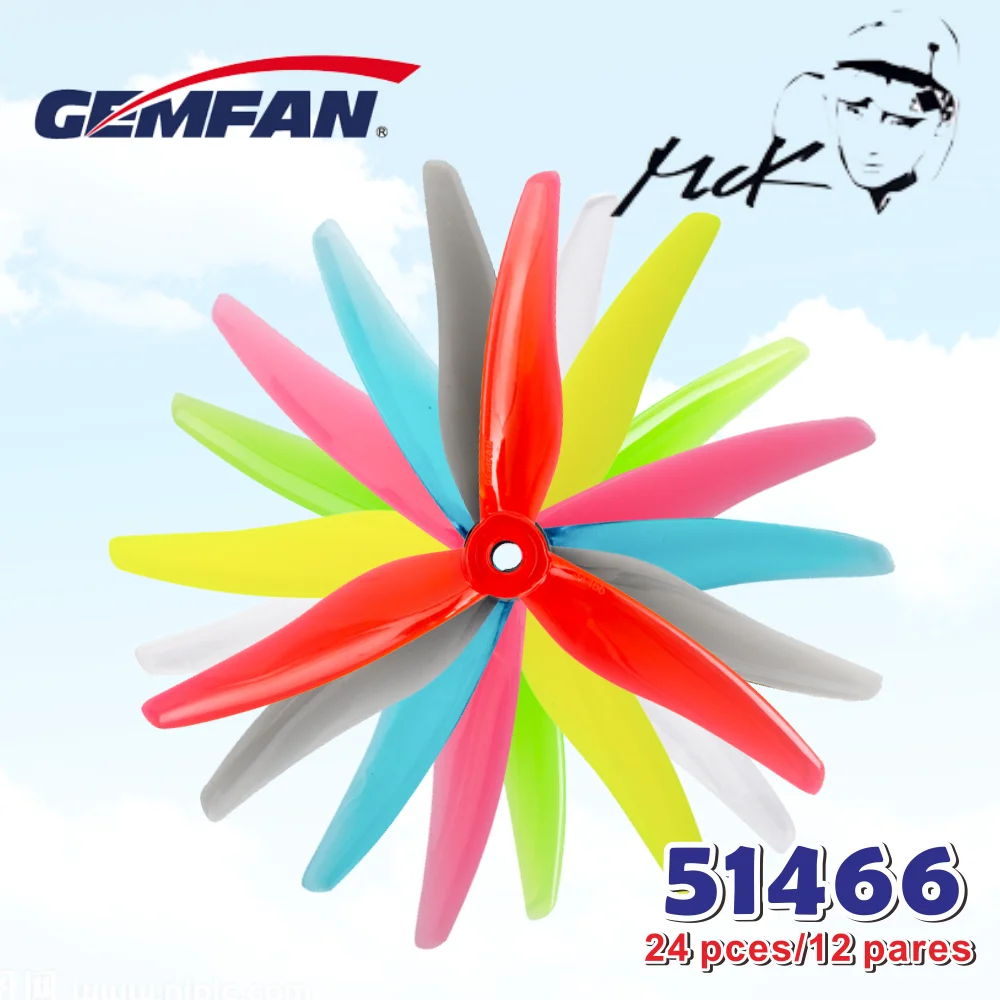 24 pcs/ 12 pairs Gemfan 51466 5inch 3 blade/ tri-blade Propeller Props CW CCW Brushless motor FPV Propeller for FPV Racing drone