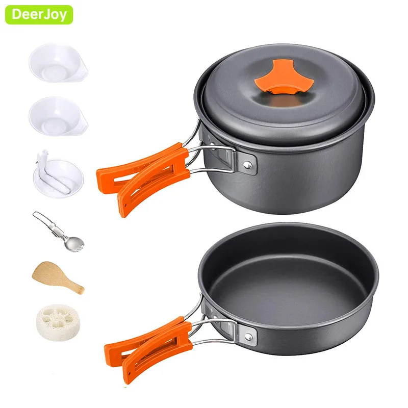 

Portable Camping Cookware Kit 1-2 Person Outdoor Folding Cookset with Pots and Pans Lightweight for Hiking Picnic Cooking