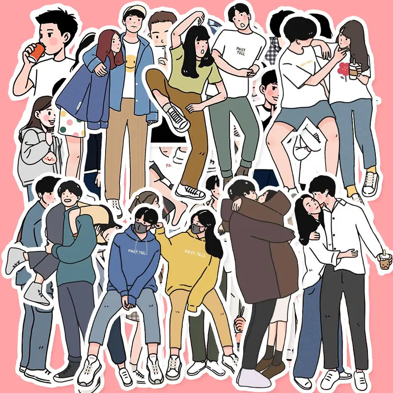 20PCS Couple Sticker DIY Scrapbooking Bottom Collage Phone Computer Diary Happy Planner Decoration Sticker