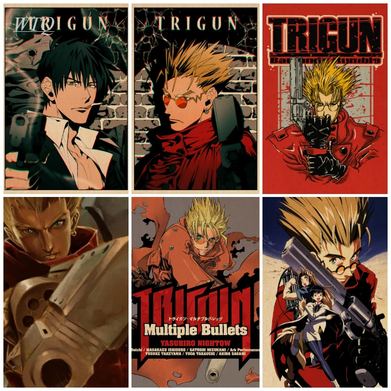 Retro Poster Japan Anime Trigun Anime Posters Wall Poster Home Decoration Wall Art Canvas Painting Photos for Children's Room