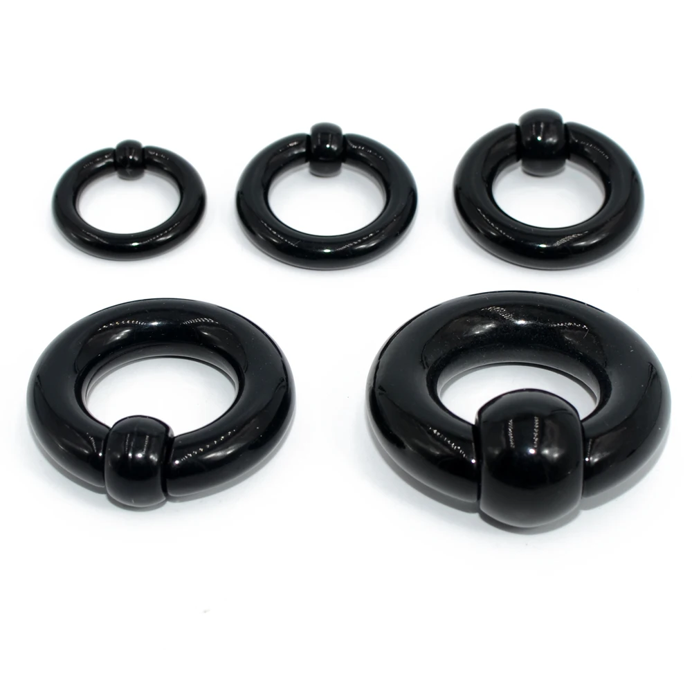 Large Black Acrylic Captive Bead Ring for Body Piercing