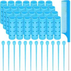 Small Size Hair Rollers Set, Includes 28 Plastic Smooth Hair Rollers 0.63 Inch/ 1.6 cm Hair Curlers with Steel Pintail Comb