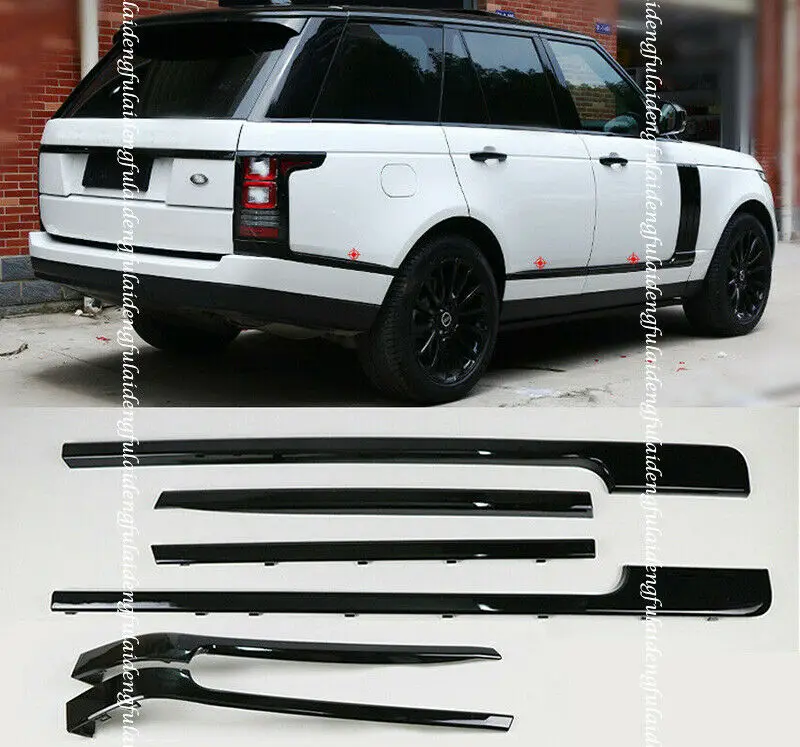 Fits For Land Range Rover Vogue L405 2013-2021 Glossy Black Door Side Molding Trim Strip Kit Car Accessories 6PCS