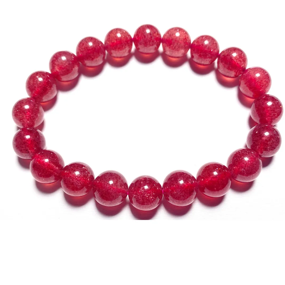 Natural Red Ice Strawberry Quartz Bracelet Jewelry For Woman Man Gift Crystal Round Beads Gemstone 8mm 9mm 10mm 11mm 12mm AAAAA