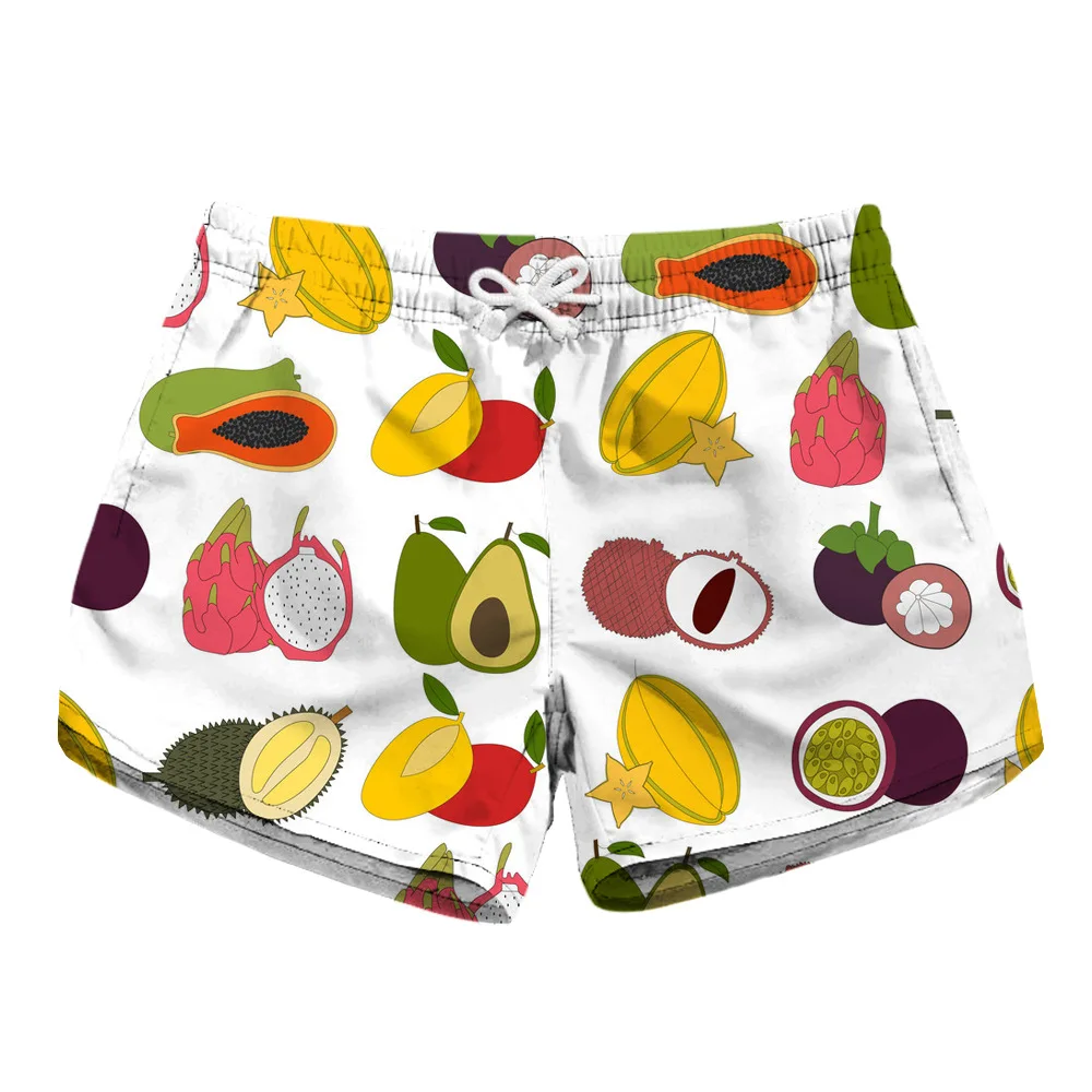 Summer Women Loose Thin Beach Shorts Water Sports Pant Pineapple Fruit Printed Surfing Shorts Pocket Holiday Surf Board Swimsuit