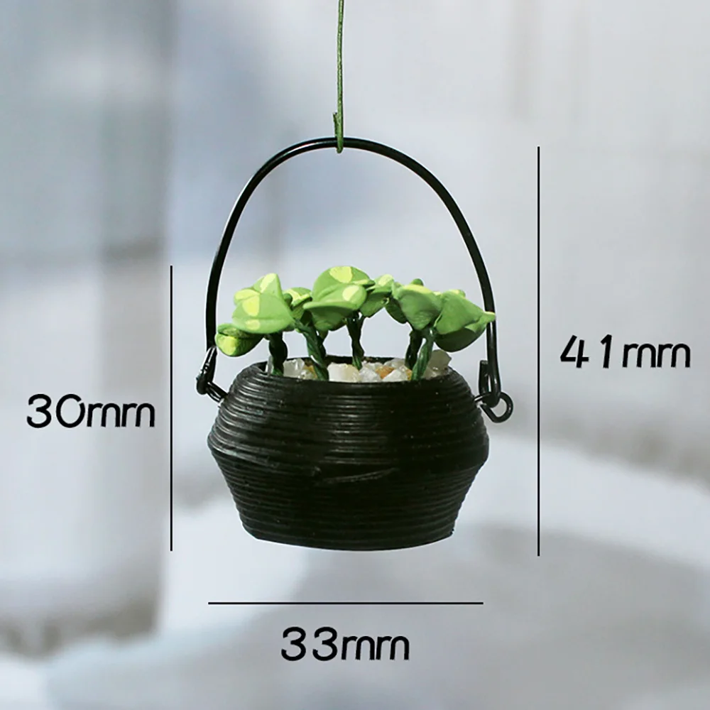 1/12 Dollhouse Miniature Accessories Mini Potted Plant Hanging Basket Flower Simulation Green Plant Model Toys Doll House Decor