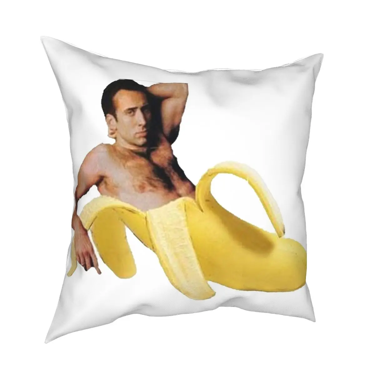 Nicholas Cage Sexy Banana Pose Square Pillowcase Polyester Printed Decor Throw Pillow Case Home Cushion Cover