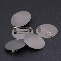 10pcs  Silver Round Blank Tray Flat Brooch Base Settings For DIY Jewelry Making Handmade 20mm / 25mm / 30mm Brooch Accessories