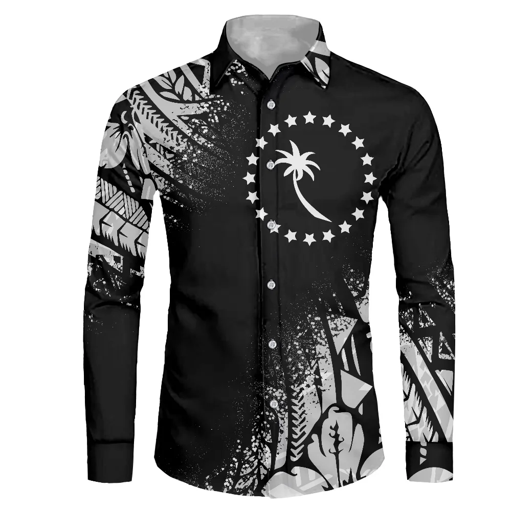 

HYCOOL Custom Logo Chuuk Island Men Clothing 2021 6xl Oversized Mens Dress Shirts Polynesian Tribal Design Men Shirt Long Sleeve