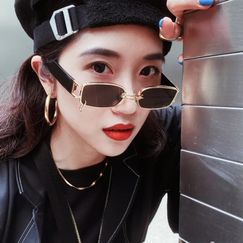 Vintage Earring Rimmed Sunglasses For Women Men Outdoor Party Eyewear Cool Trendy Punk Shopping Holiday Korean Hip Pop UV400