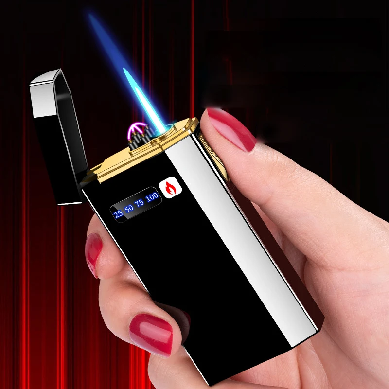 Electric Windproof Cigarette Lighter, Dual Arc Gas, Dual-Use USB Charging, Personality Creativity Lighters