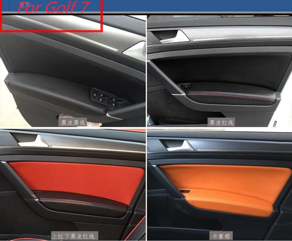 For Volkswagen Golf 7 mk7 2014 2015 2016 2017-2018 -2020 Microfiber Leather Car Door Armrest Panel Protective Cover Car Interior