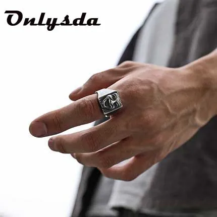 316L Stainless steel Men\'s Retro Gothic Biker Punk Vintage Ring Smile Face Mask Helmet Nordic Pagan Viking Jewelry Gift OSR263