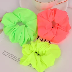 Scrunchies de neón elásticos para el cabello, soportes de cola de caballo de Color sólido, cuerda brillante fluorescente, accesorios para el cabello para mujeres y niñas