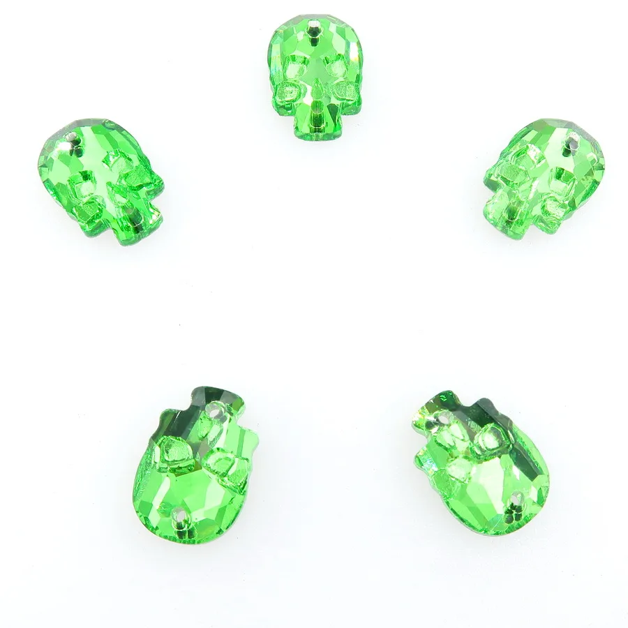 Totenkopfförmige Glaskristalle mit 2 Löchern, 14 mm, 18 mm, 20 Stück/Stück, zum Aufnähen von Strassperlen für Hochzeitskleider, Kunsthandwerk, DIY – Detail 9