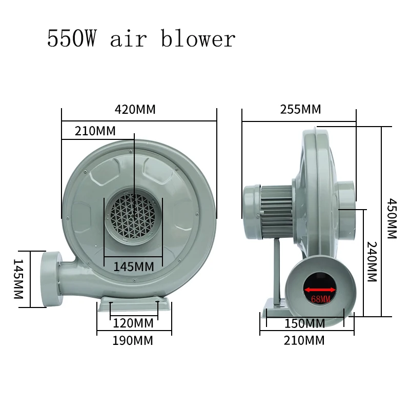 Soplador de aire de piezas láser CO2 de alta calidad, 550W, para máquina de grabado y corte láser CO2