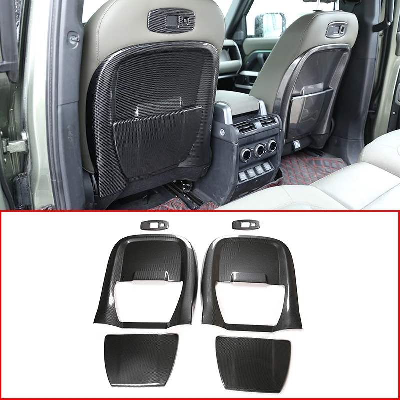 

ABS Carbon Fiber,For Land Rover Defender 90 110 2020-2022,Car Rear Row Seat Back Anti-kick Cover Decoration Panel Accessories