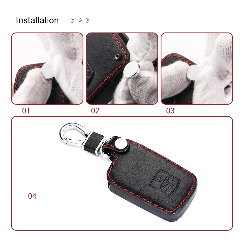 Leather Car Key Case For Toyota Auris Camry RAV4 Avalon Yaris Verso 2012-2018 2 Buttons Keyless Remote Fob Prot Buttons Keychain
