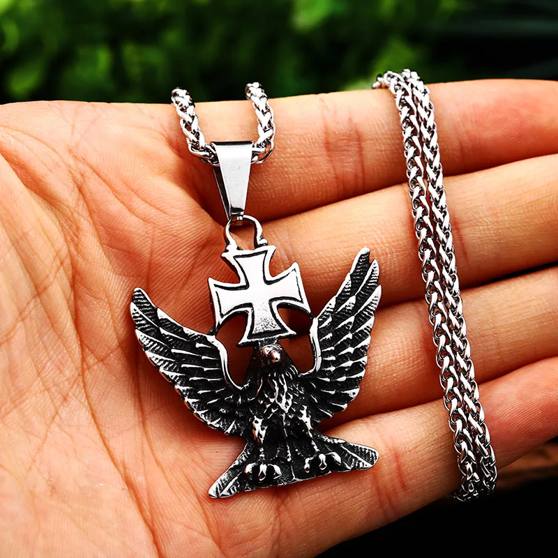 Beier Stainless Steel Punk cross eagle Pendant Chain Necklace men Jewelry LLBP8-231P