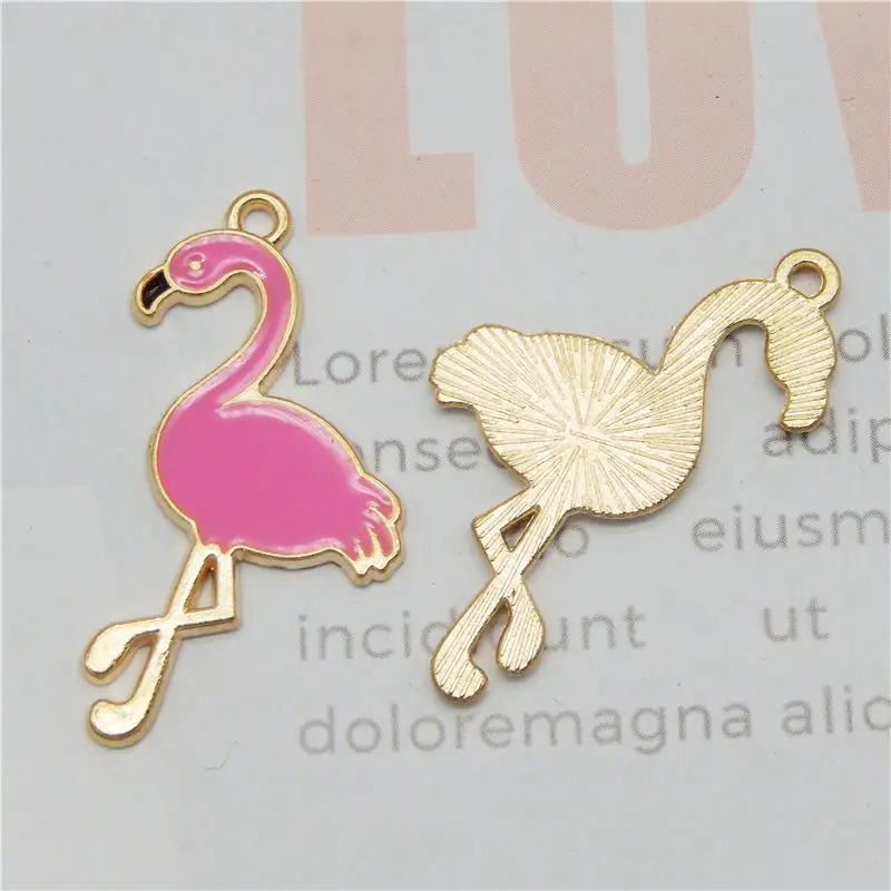 10 Pieces Alloy Flamingo Charms Squirrel Enamel Rose Pink Lovely DIY Pendant Handmade Jewelry Making Necklace Bracelet Accessory