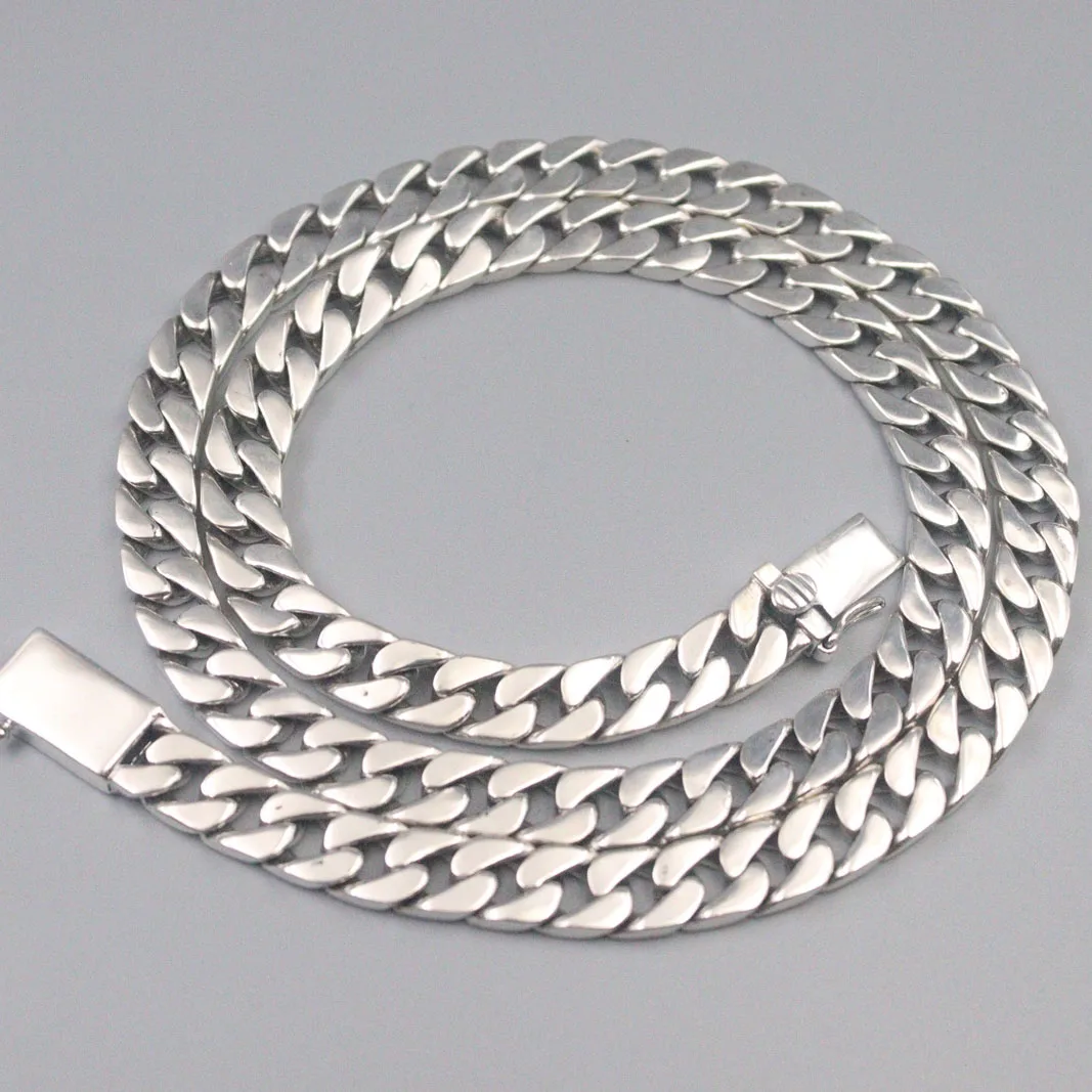 

Real 925 Sterling Silver Necklace For Men Curb Cuban Chain 8mm Vintage Crafts Chain