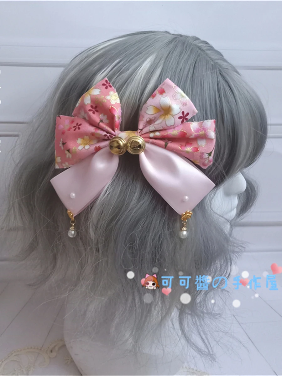 Wind Bow Hairclip Japanese Kimono Bathrobe Edge Clamp Bell Lolita Style Antique Hair Accessories